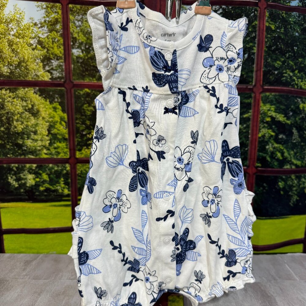 NWT Carters Girls 6 Months Floral Snap-Up Romper